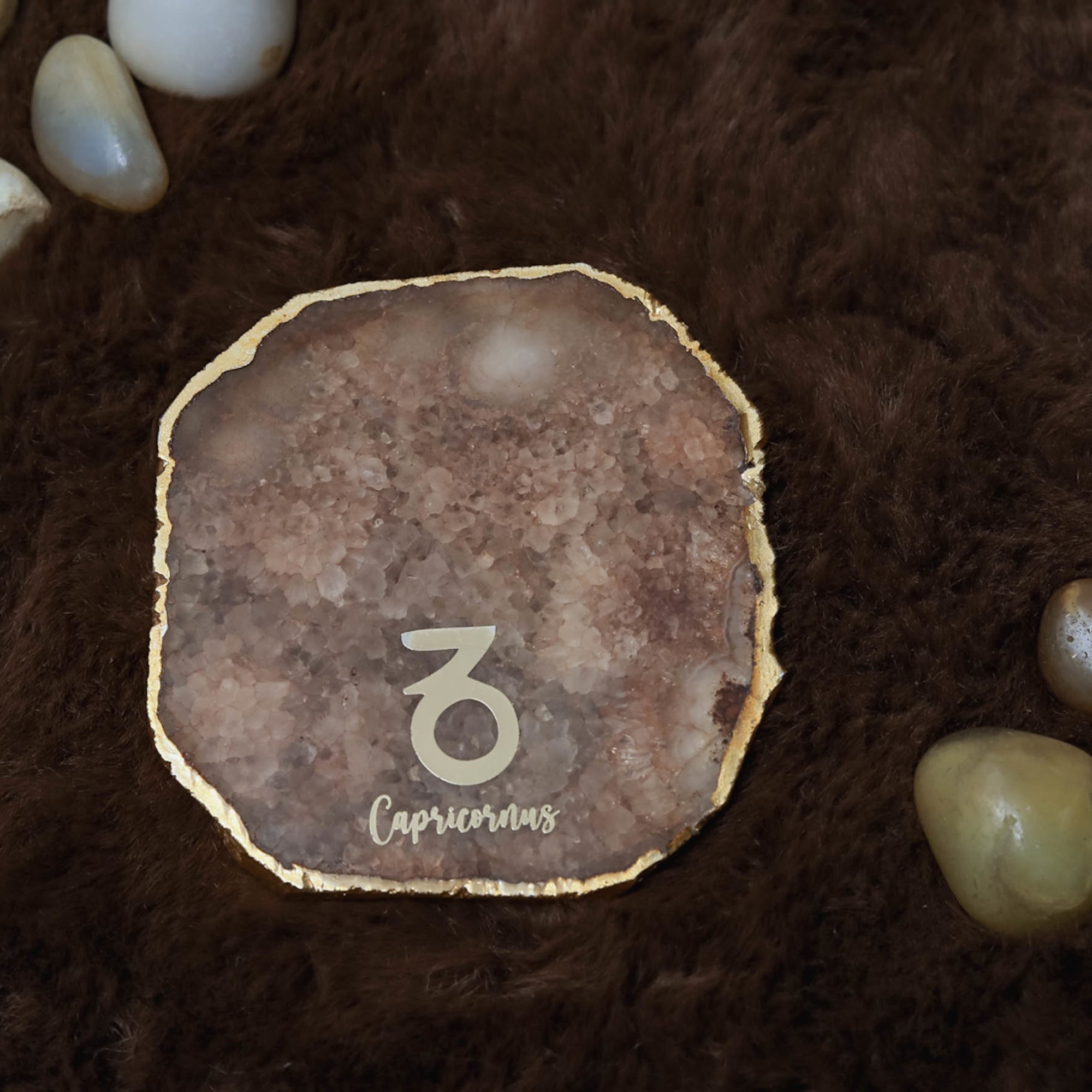 Agate Zodiac Coaster Capricorn-Brown