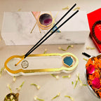 White Marble Gaytri Mantra Agarbatti Stand