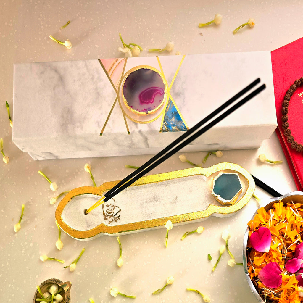 White Marble Guruji Agarbatti Stand