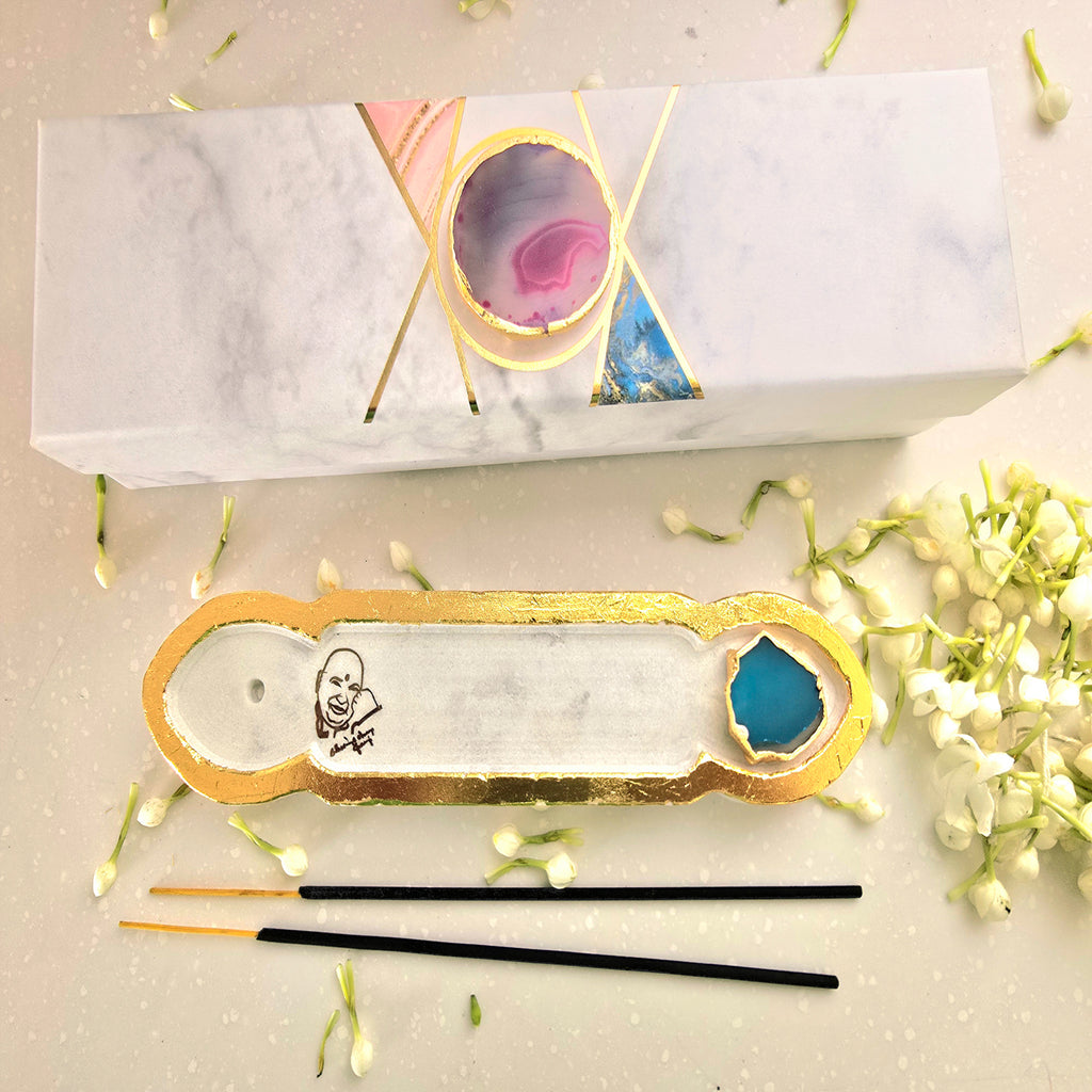 White Marble Guruji Agarbatti Stand