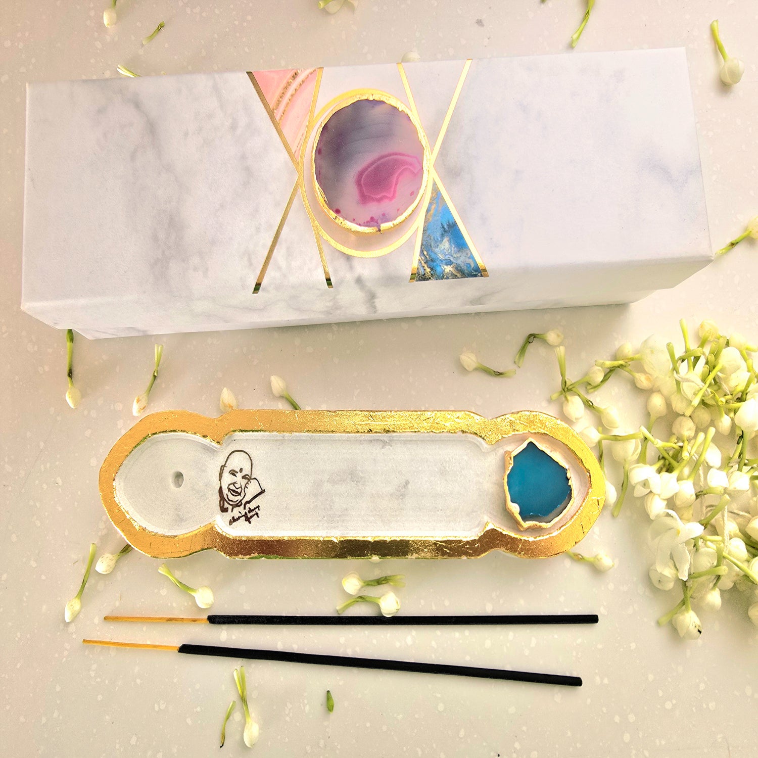 White Marble Guruji Agarbatti Stand