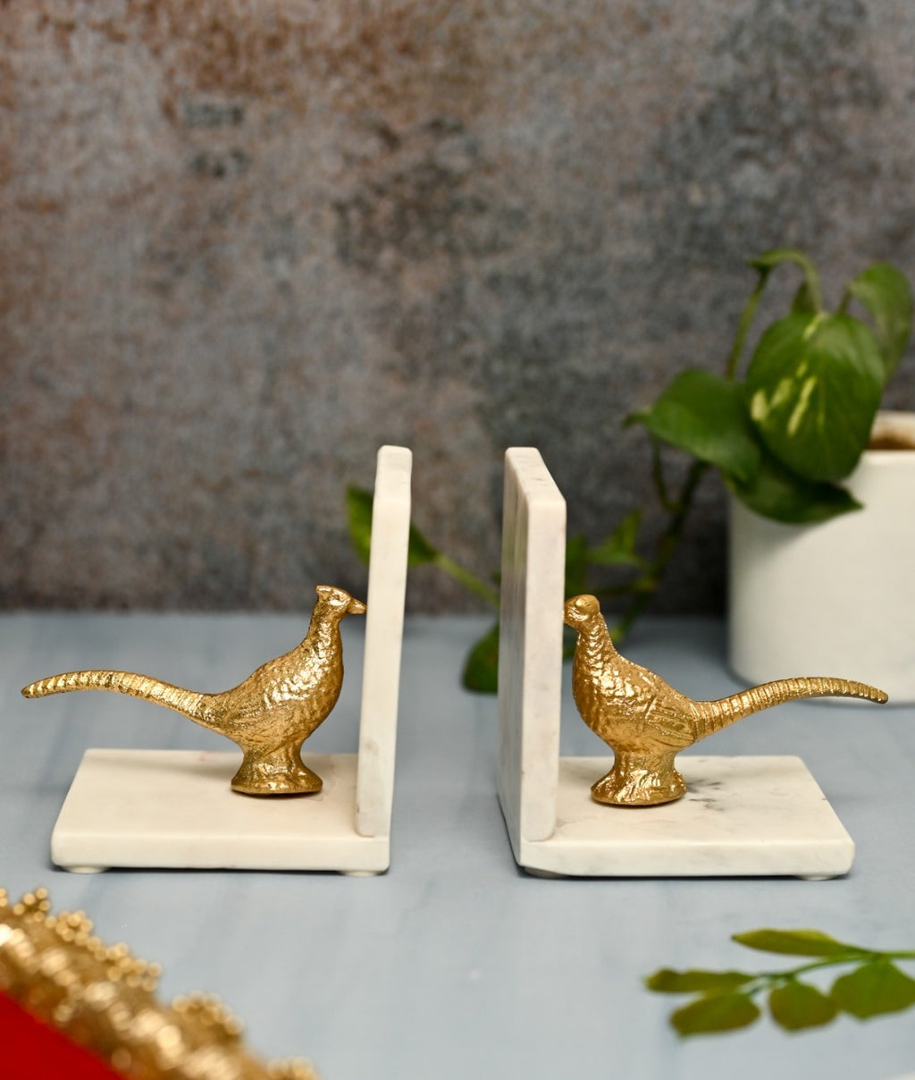 White Marble Bird Bookend