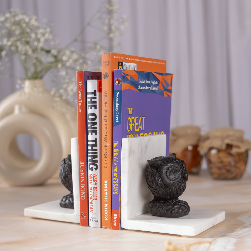 Marble Owl Bookend
