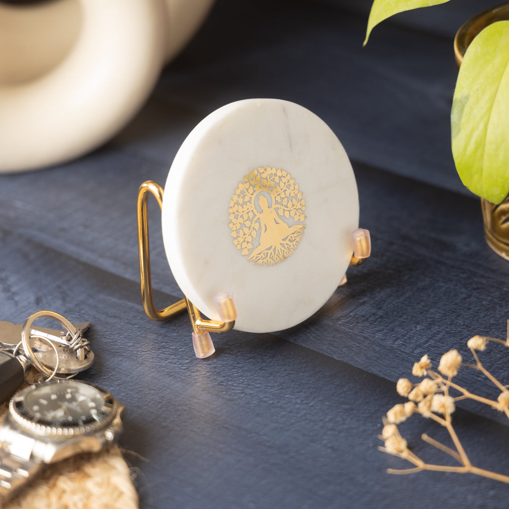 Budha Tree Marble Metal Showpeice