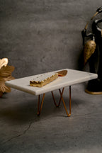 Rectanguler Marble Cake Stand with Metal Stand