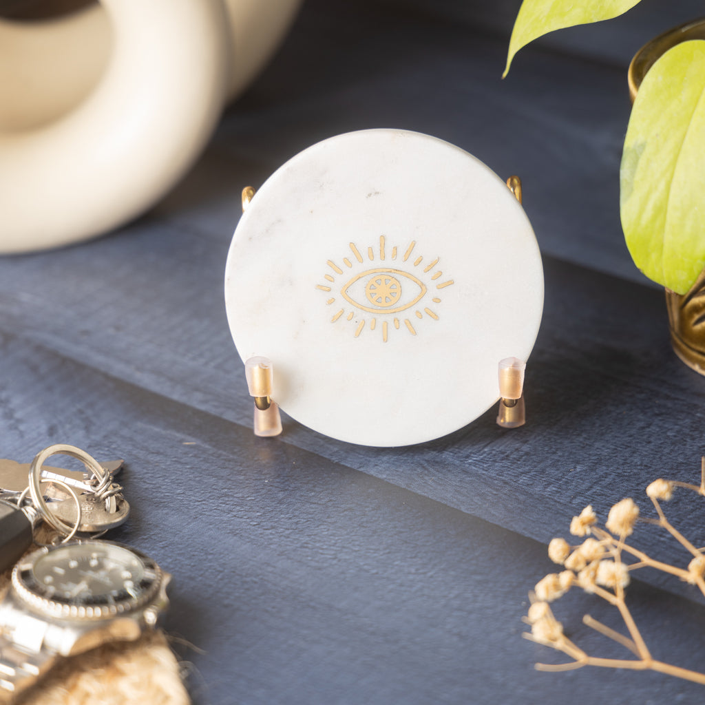 Evil Eye Marble Metal Showpeice