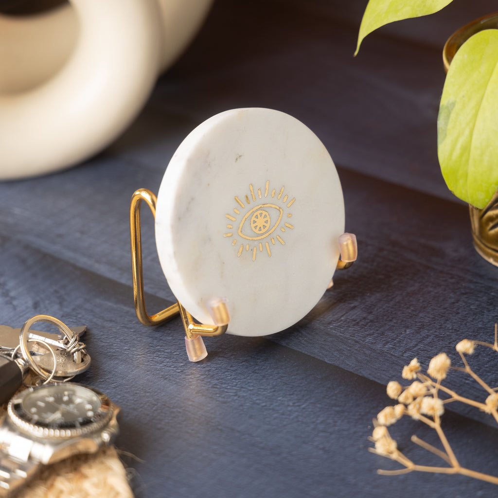 Evil Eye Marble Metal Showpeice