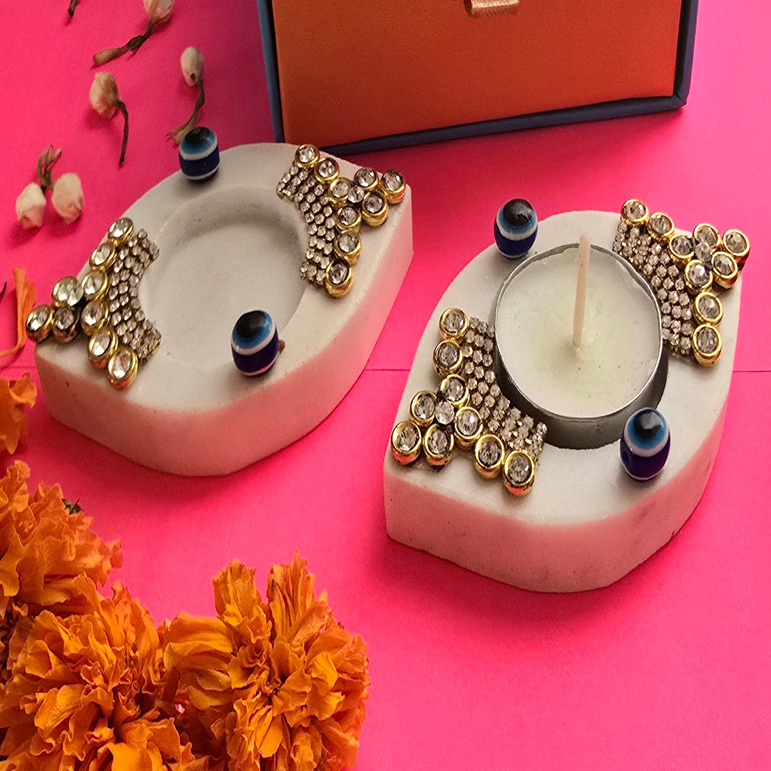 Marble Eye Shape TeaLight Holder Set