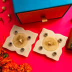 Marble Floral Shape Candle Holder Set