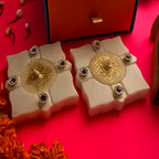 Marble Square Floral Shape Candle Set