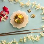 Marble Floral Brass Incense Holder