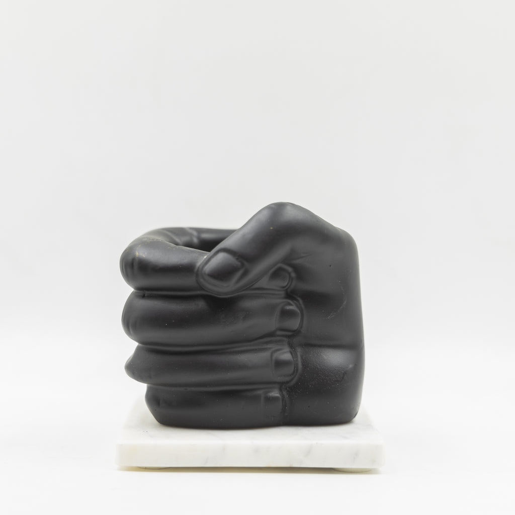 Fist Design Pen Stand with Marble Base