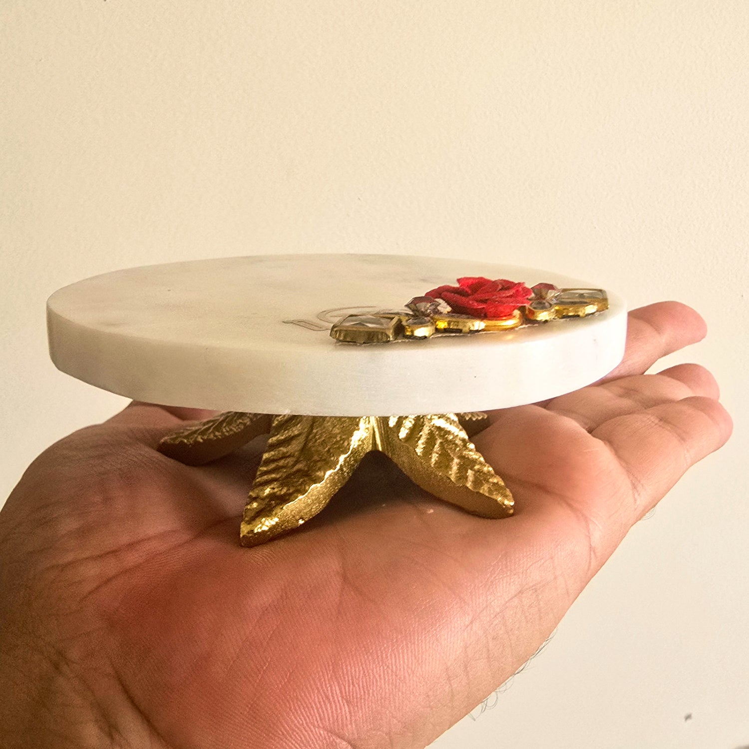 White Marble Ganesha Choki And Polyresin Tea Light Holder