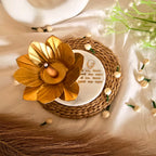 Marble Guruji Mantra Flower Shape Tealight Holder