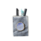 Grey Marble with Agate Pen stand- Blue