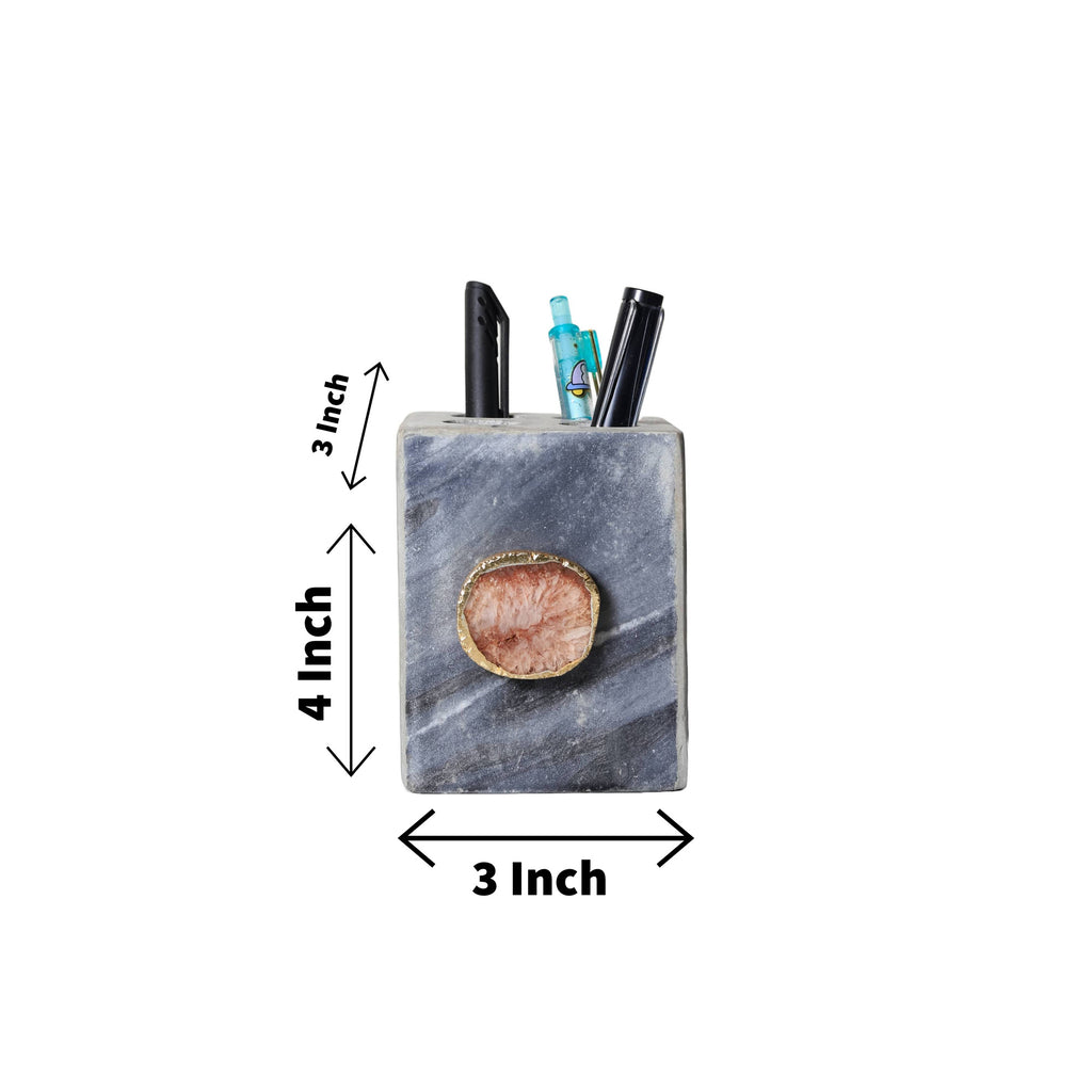 Grey Marble with Agate Pen stand- Brown