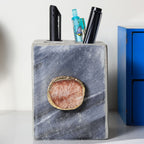 Grey Marble with Agate Pen stand- Brown