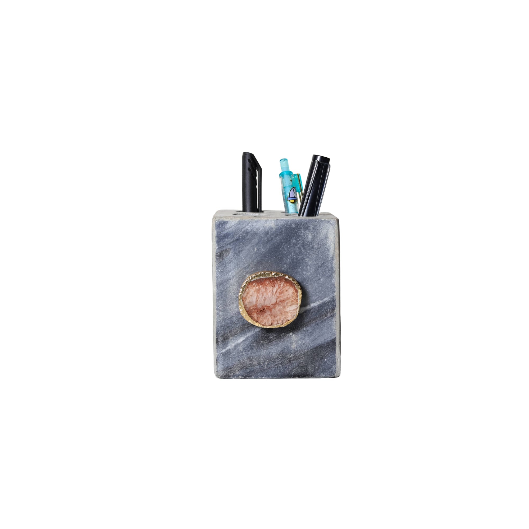 Grey Marble with Agate Pen stand- Brown