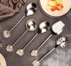 Agate with Silver Metal Cake Server set of 5- White