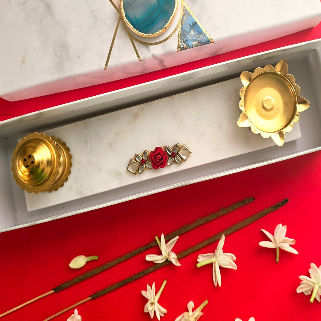 Marble Incense Holder And Diya