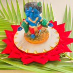 Marble Leafing Blue krishna idol