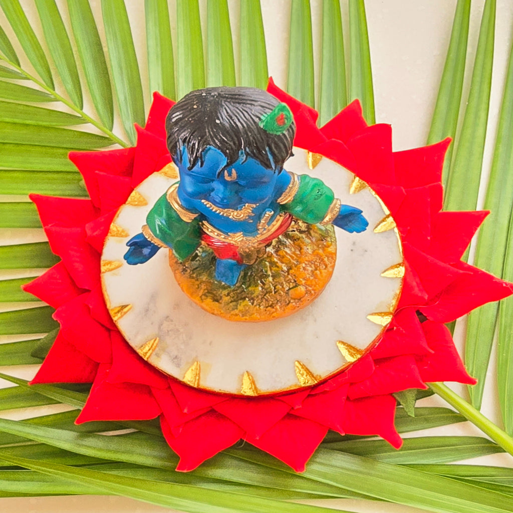 Marble Leafing Blue krishna idol