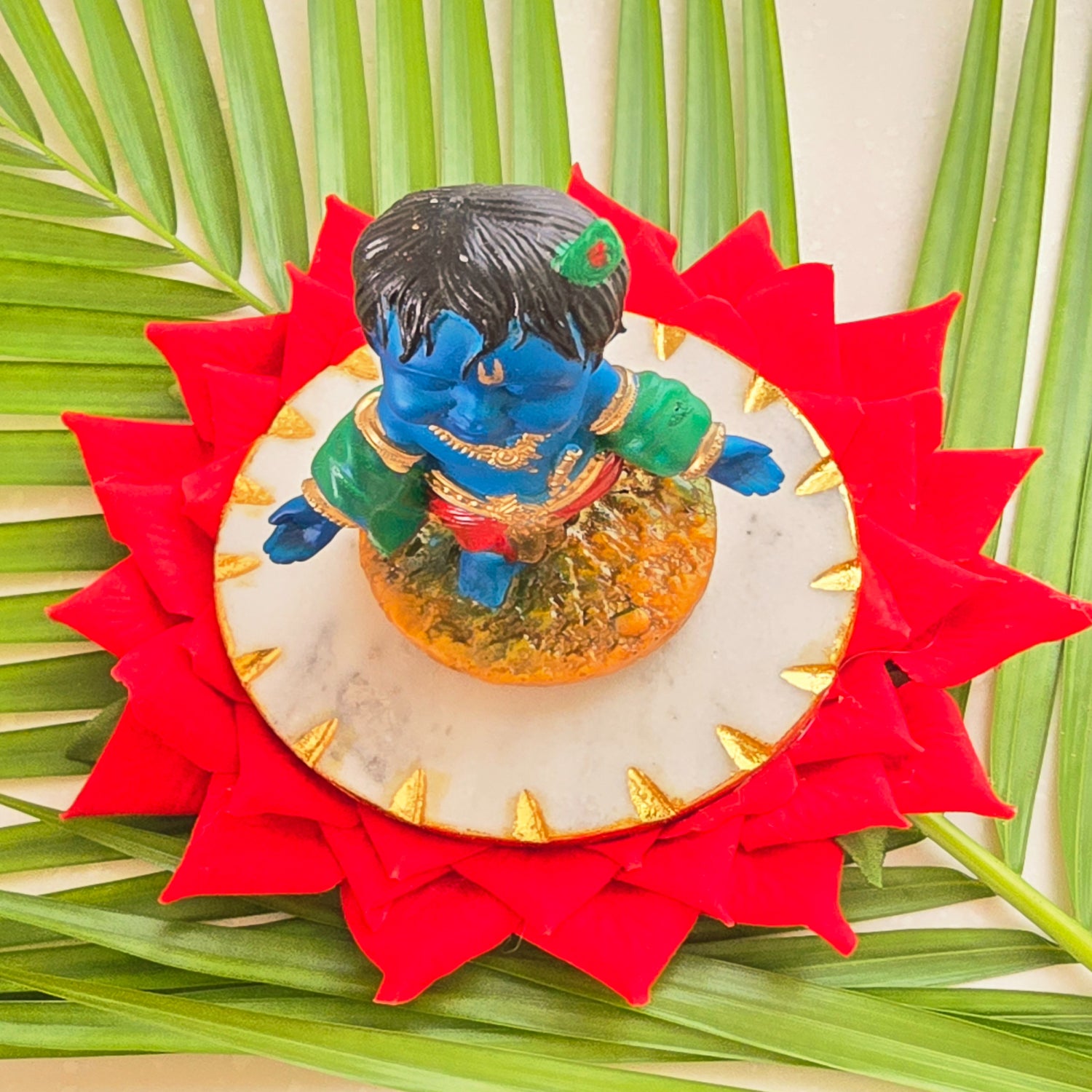Marble Leafing Blue krishna idol