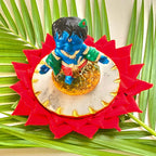 Marble Leafing Blue krishna idol