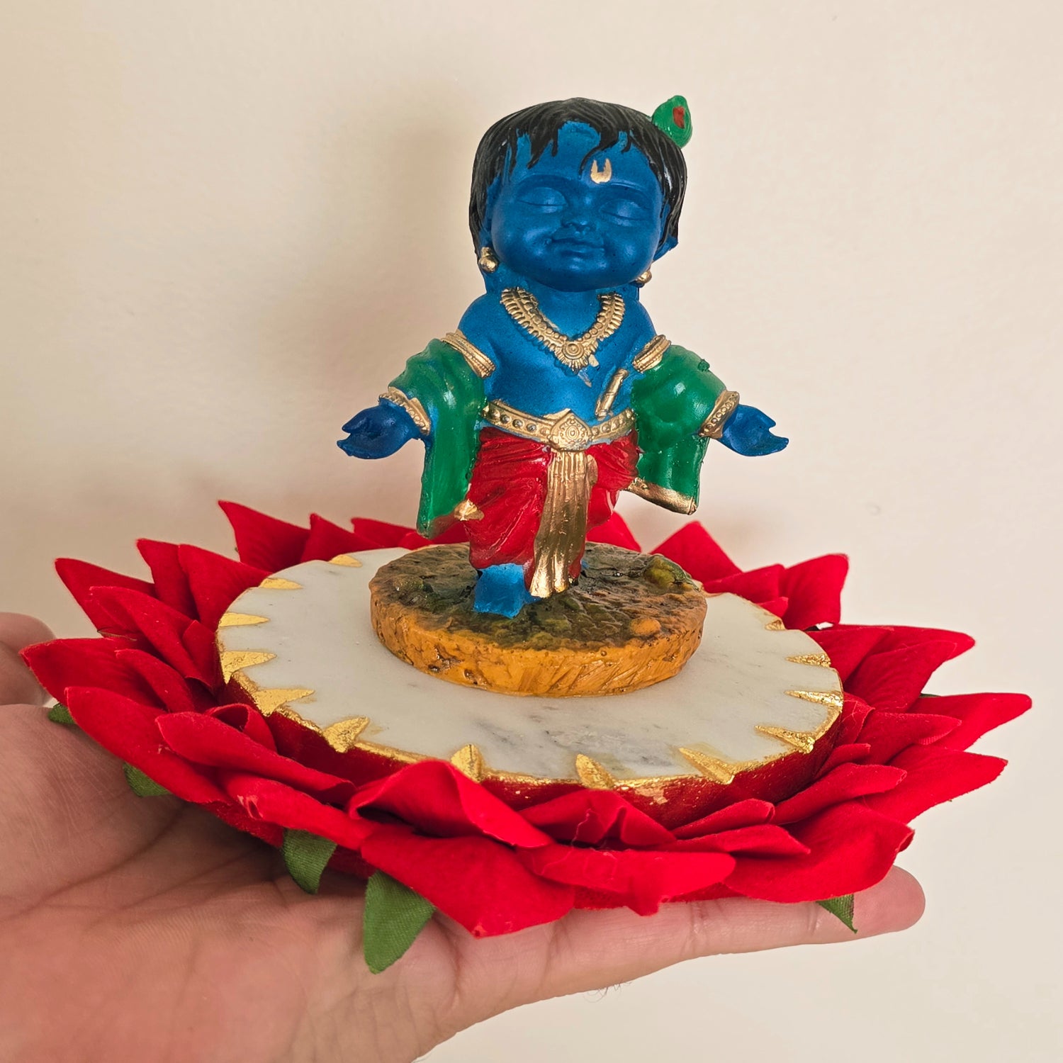 Marble Leafing Blue krishna idol