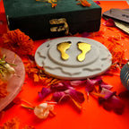 Marble Round Gold Plating Laxmi Charan