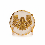 Marble Laxmi Gold Leafing Edge Showpiece With Metal Stand