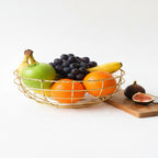 Gold Plated Metal Fruit Basket with White Marble Base