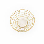 Gold Plated Metal Fruit Basket with White Marble Base