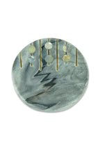 Gray Marble Round Coaster with MOP and Brass Inlay Set of 2