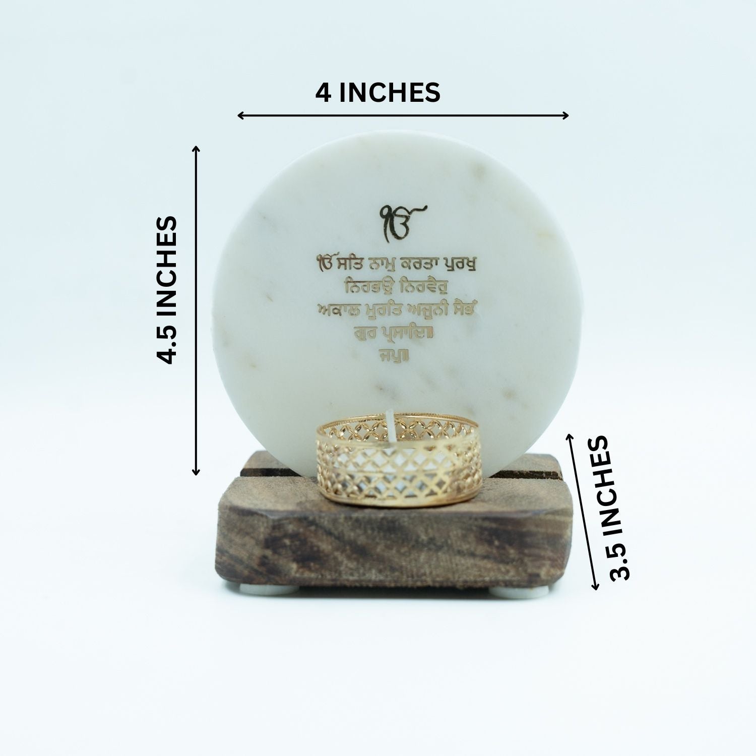 Ik Onkar Mantra Marble Tealight Wooden