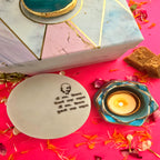 White Marble Om Namah Shivay Choki And Polyresin Tea Light Holder