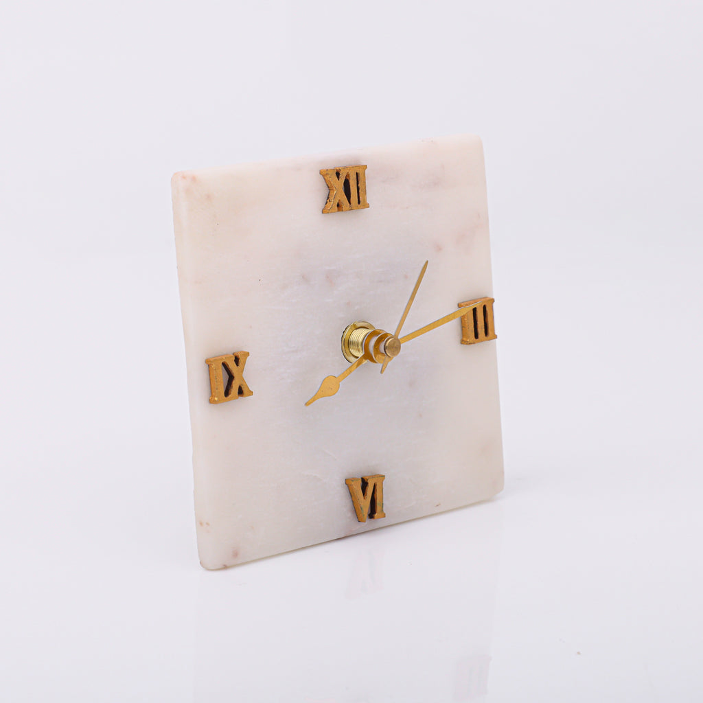 White Marble Squre Desk Clock