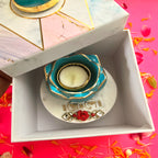 White Marble Shubh Labh Choki And Polyresin Tea Light Holder