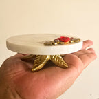 White Marble Shubh Labh Choki And Polyresin Tea Light Holder