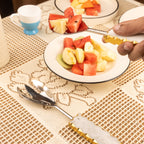 White Marble with Gold leafing Silver Metal Cake Server