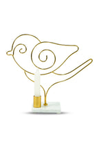 Bird Design Metal Candle Holder with Marble Base Home Decor Accent