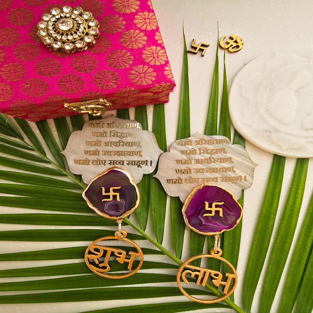 Mother Of Pearl Namokar Mantra Shubh Labh Door Hangings