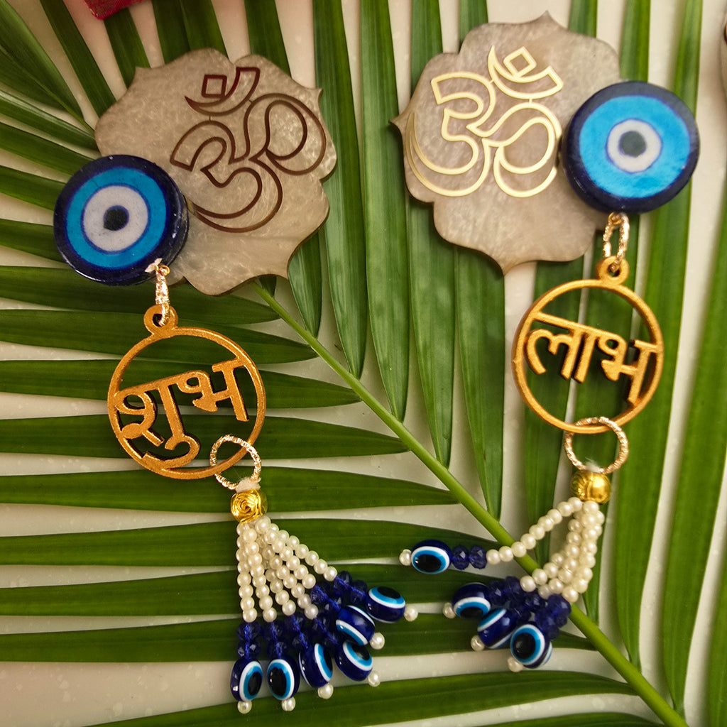 Mother Of Pearl OM Evil Eye Shubh Labh Door Hangings