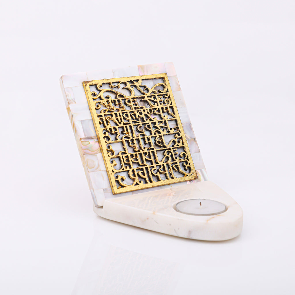 Mother Of Pearl Gaytri Mantra TeaLight Holder