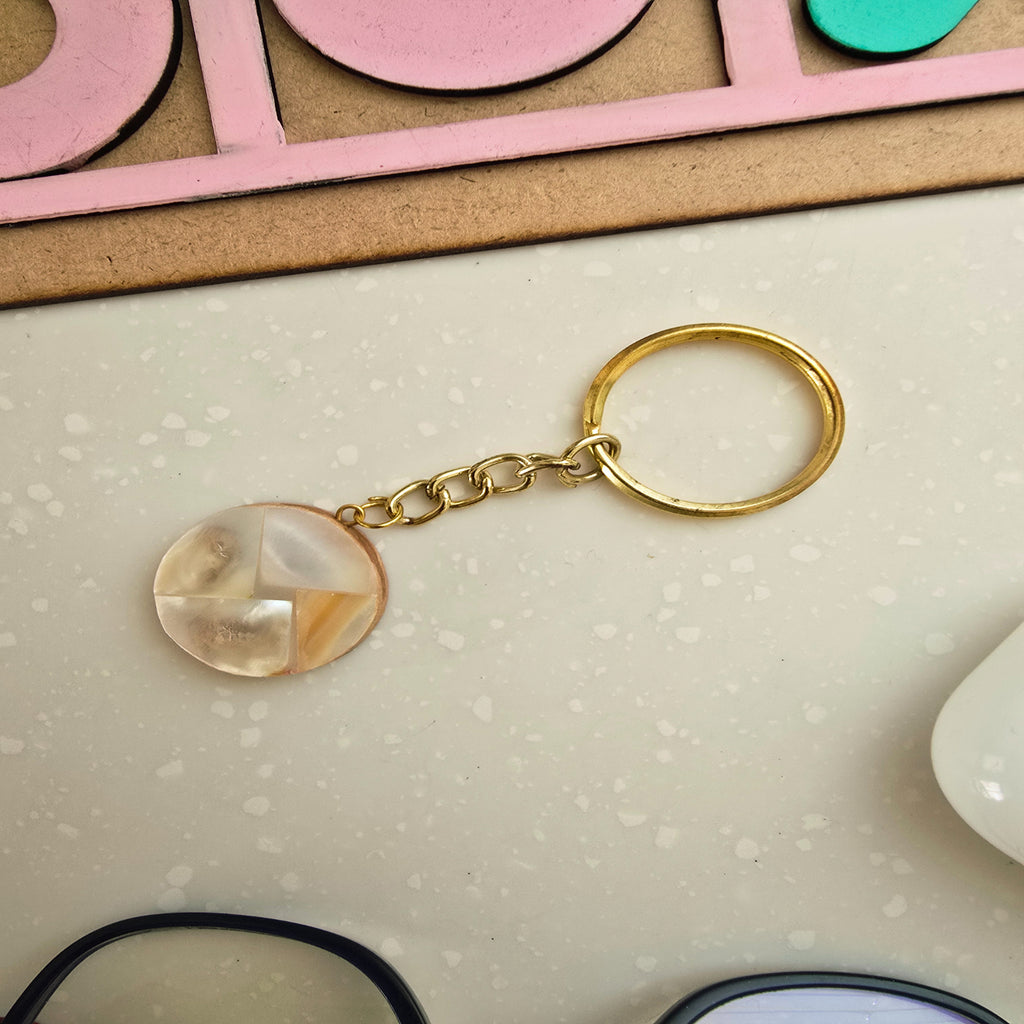 Mother Of Pearl Round Small KeyChain