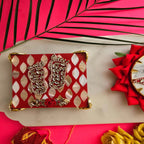 Red Mother Of Pearl Laxmi Charan Paduka