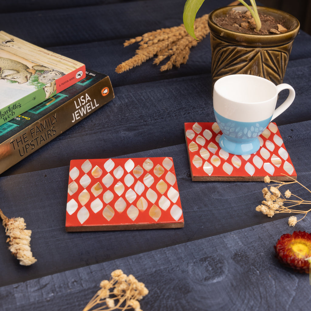 MOP Coasters Set of 2 Red