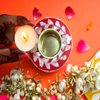 Mother Of Pearl Red Round Tea Light Holder