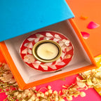 Mother Of Pearl Red Round Tea Light Holder