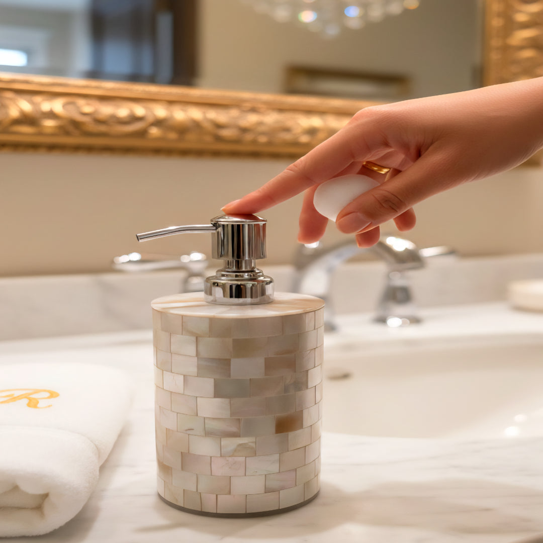 Mother of Pearl Round Soap Dispenser